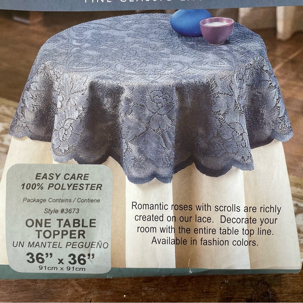 Vintage Jean Lace table topper cover 36x36 new cottage